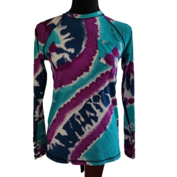 J. Crew Other - J Crew Crewcuts UPF50+ Tie-Dye Patterned Rashguard Shirt Youth Size 14